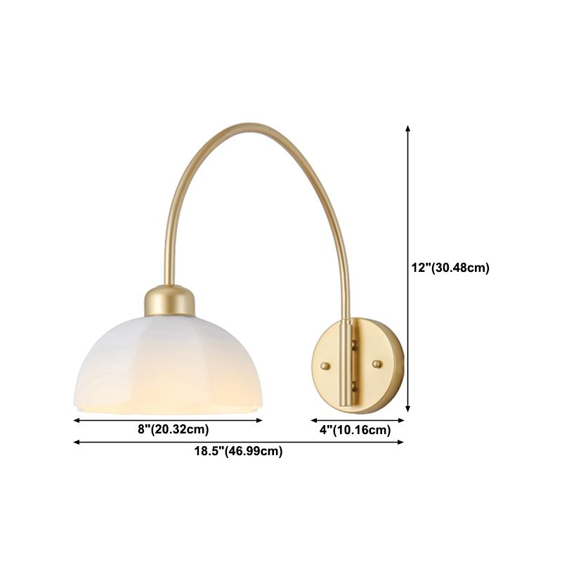 Gold Modern Metal Wall Sconce Geometric Shape Wall Light with Glass Shade for Bedroom