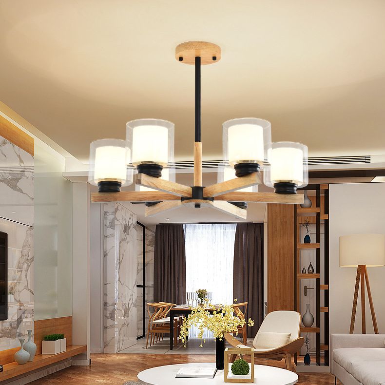 Lampade per lampadario moderno cilindri kit di luce sospesa in legno per soggiorno