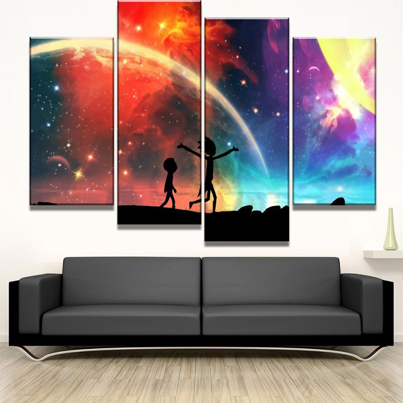 Children's Art Kids Paintings Starry Night Constellation in Purple Wall Art Decor