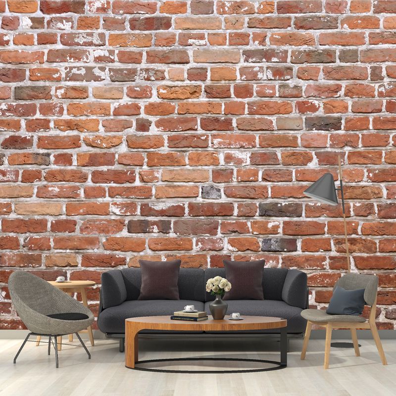 Countryside Brick Wall Covering Murals Red Living Room Wall Decor, Customized Size