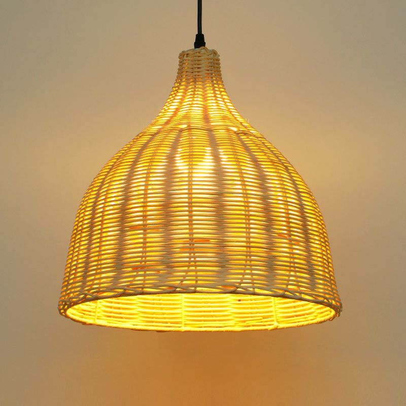 Bell Shade Tea Room hanger verlichting bamboe bamboe single-bulb Aziatisch plafond suspensielamp in hout