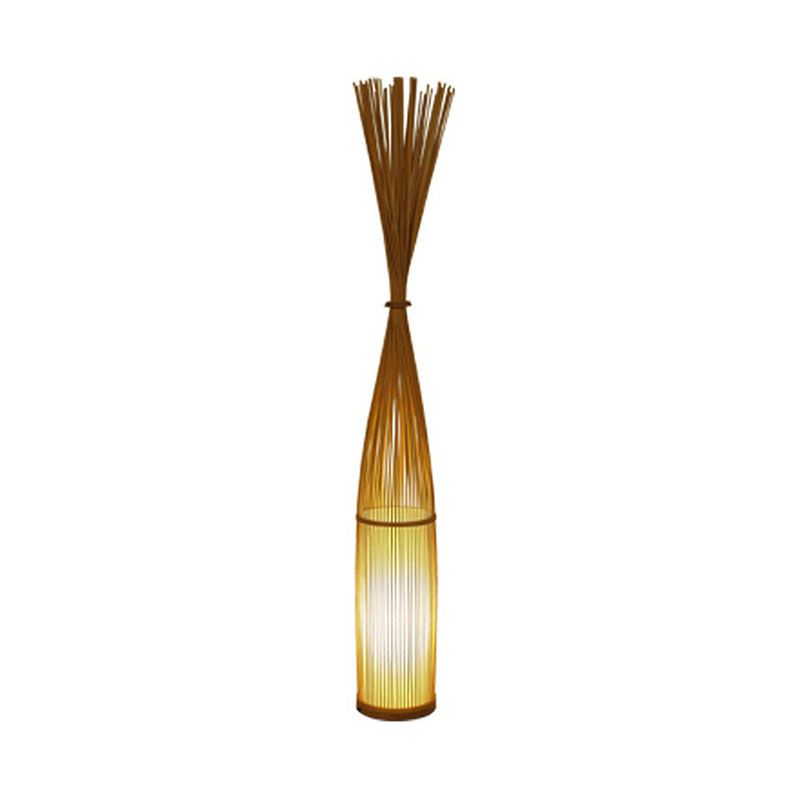 Bamboo Handwoven Floor Lighting Asian Style 1 Bulb Standing Light for Living Room