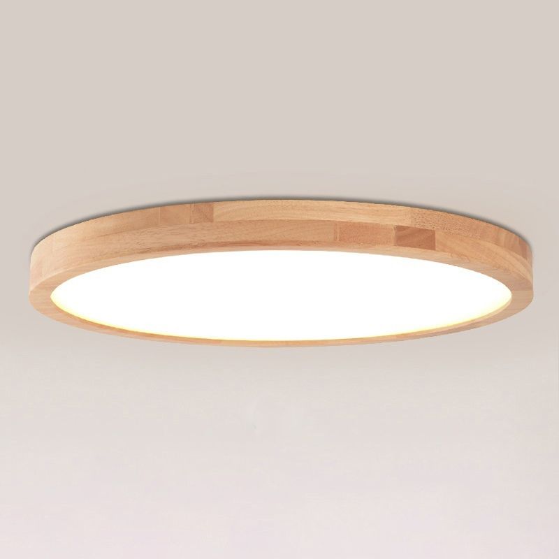 Accesorio de iluminación de techo de montaje empotrado LED nórdico con forma de disco de madera para vestíbulo