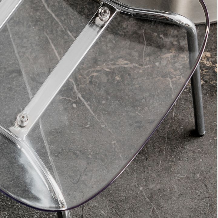Glam Style Plastic Dining Armless Chairs Stacking Open Back Dining Chair