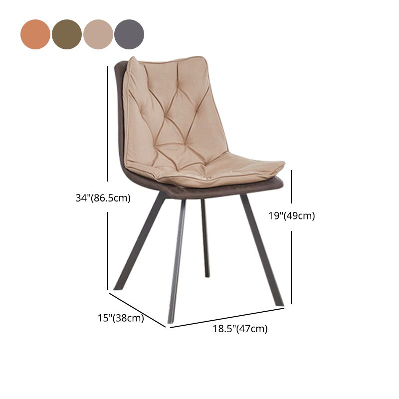 Matte Finish Leather Dining Chair Contemporary Home Solid Back Side Chair