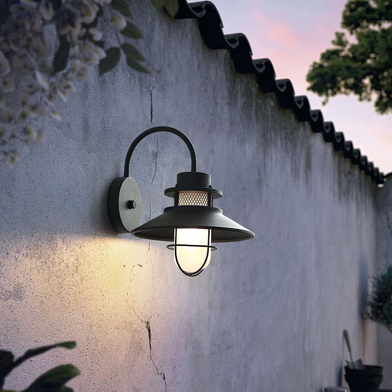 Black Metal Wall Light Industrial Flush Mount Lighting for Home Foyer