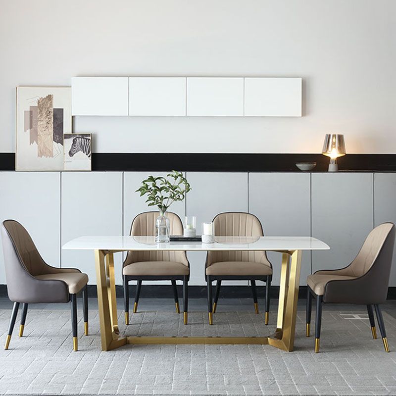 Contemporary 1/4/5/7 Pieces Furniture Sintered Stone Dining Table Set with Golden Base