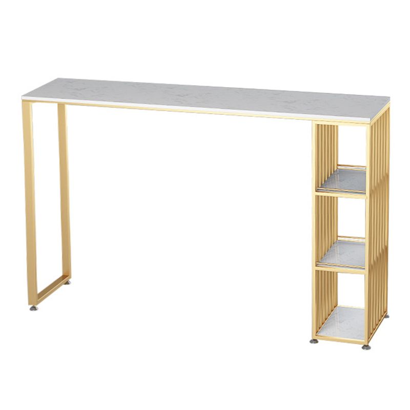 Modern Bar-height Table FauxMarble Top Bistro Bar Table with 3 Shelve