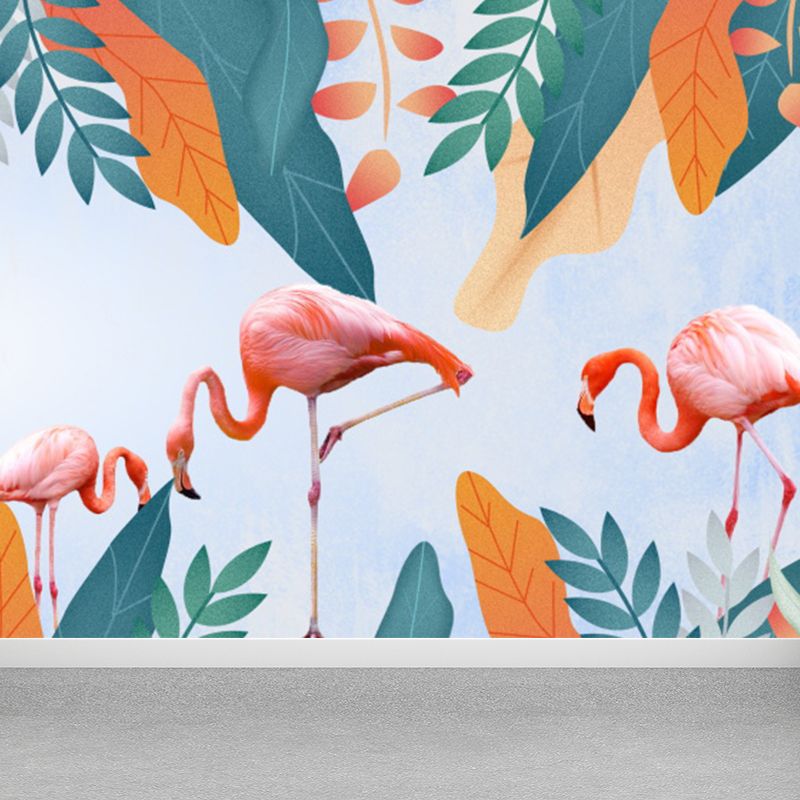 Standing Field Flamingo Mural Wallpaper Tropical Non-Woven Textured Wall Covering