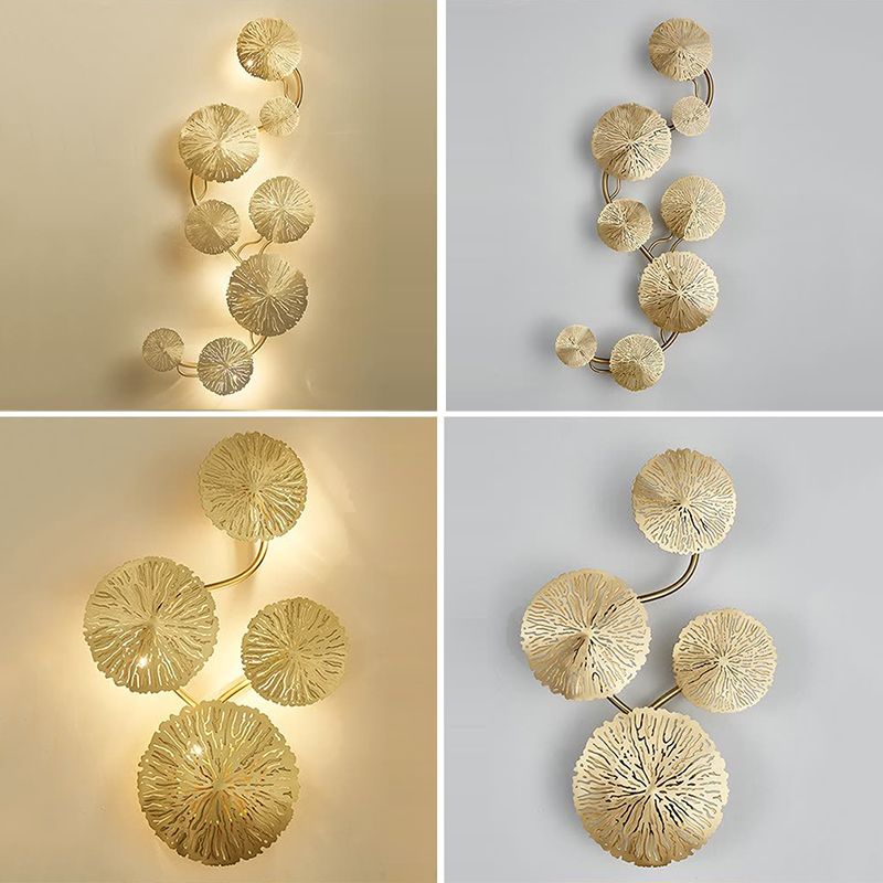 Metal Gold Wall Lamp in Modern Creative Style Stainless-Steel Lotus Shape Wall Sconce for Bedroom