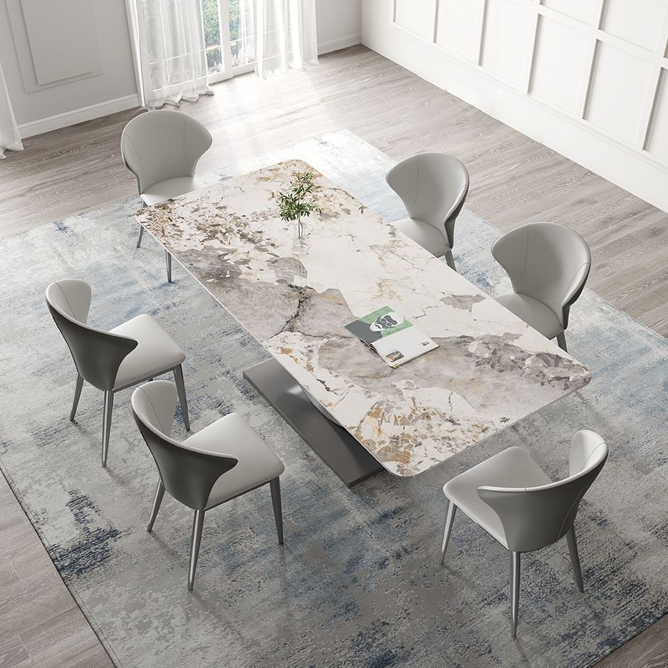 Contemporary Sintered Stone Table Set 1/3/4/5/7 Pieces Dining Set for Dining Areas