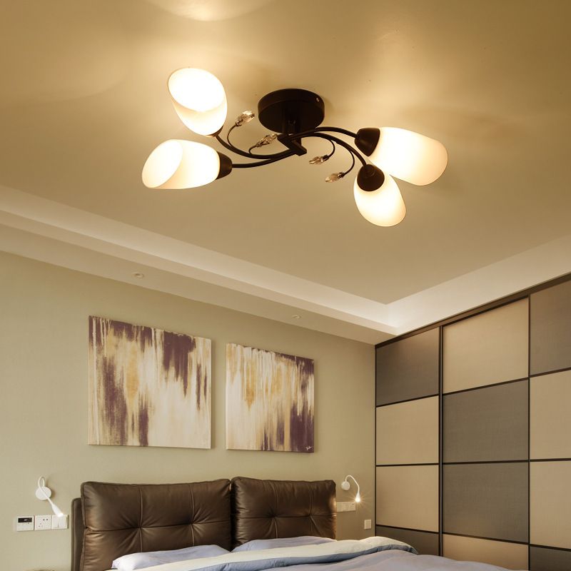Multi Lights Ceiling Mount Light Minimalist Flush Mount Ceiling Light with Glass Shade
