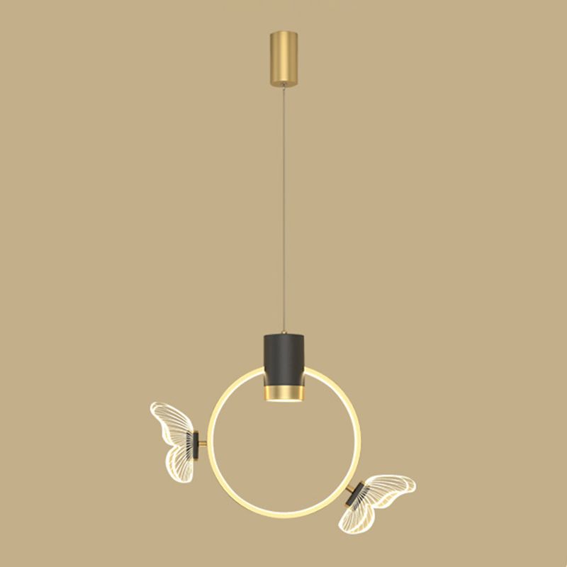 Golden Halo Ring Hanging Light Simplicity Metal LED Suspension Pendante Pendre pour la chambre