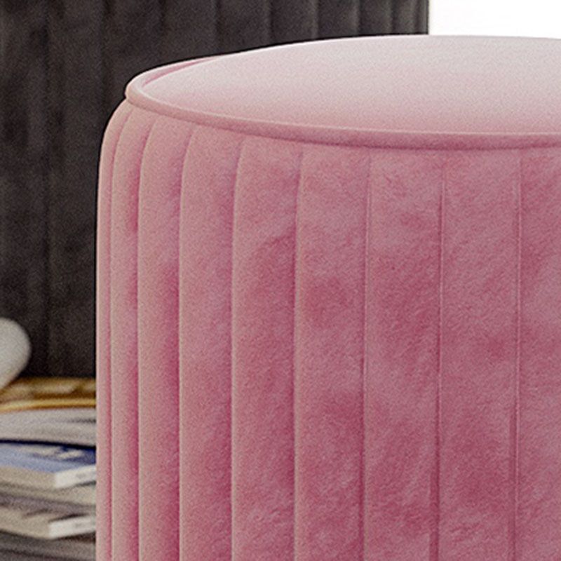 Solid Color Flannel Standard Stool Modern Style Simple Round Stool