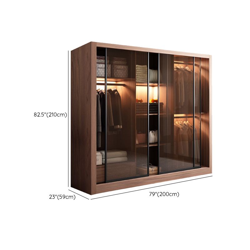 Brown Engineered Wood Wardrobe Armoire Modern Wardrobe Closet