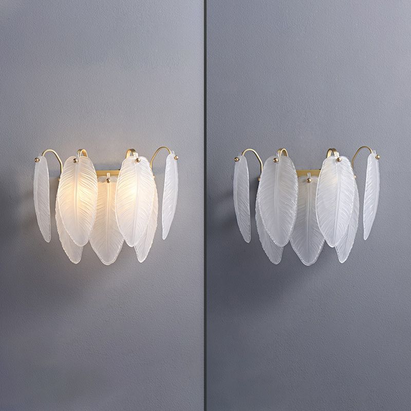 Solid Brass and Glass 2 - Light Wall Sconce in Gold Finish Modern Wall Light