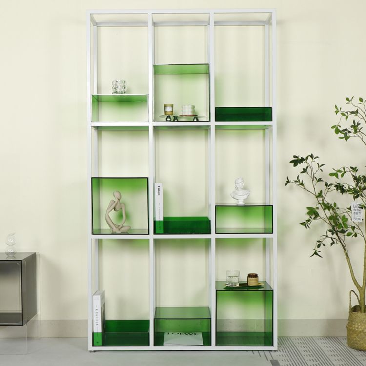 Scandinavian Open Etagere Bookshelf with Iron Frame Acrylic Bookcase