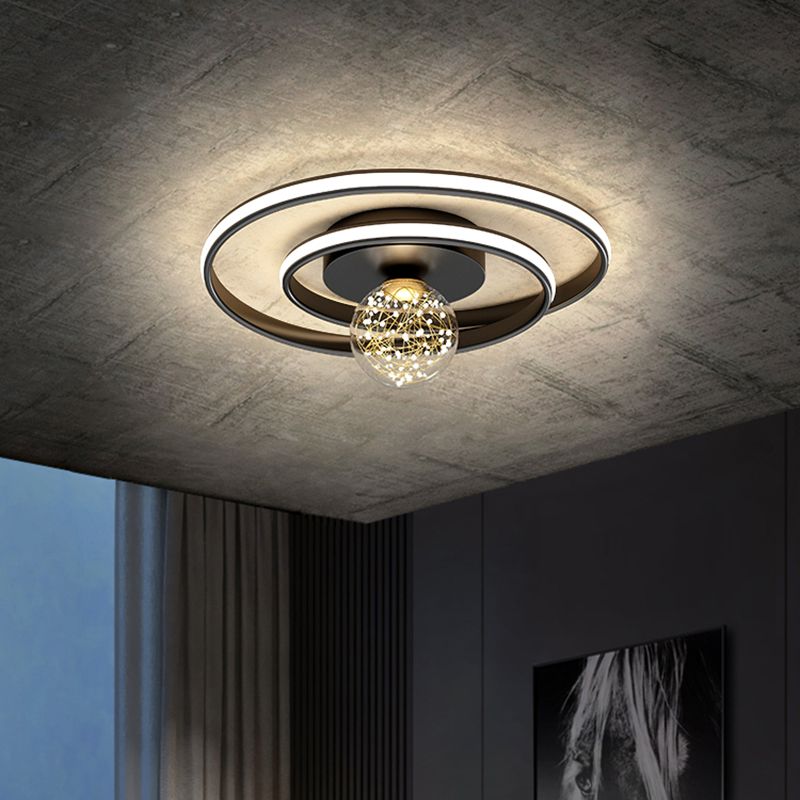 1-Light LED Metal Flush Mount Light Contemporary Slim Flush Ceiling Light for Bedroom