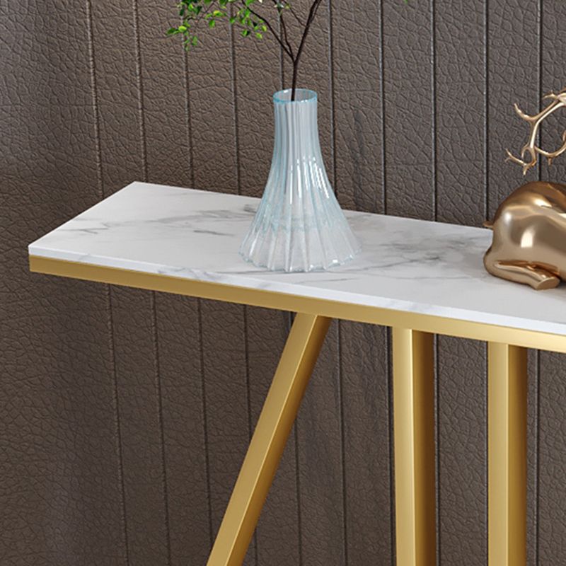 Glam Console Accent Table 11.81" W Sofa Console Table in Marble