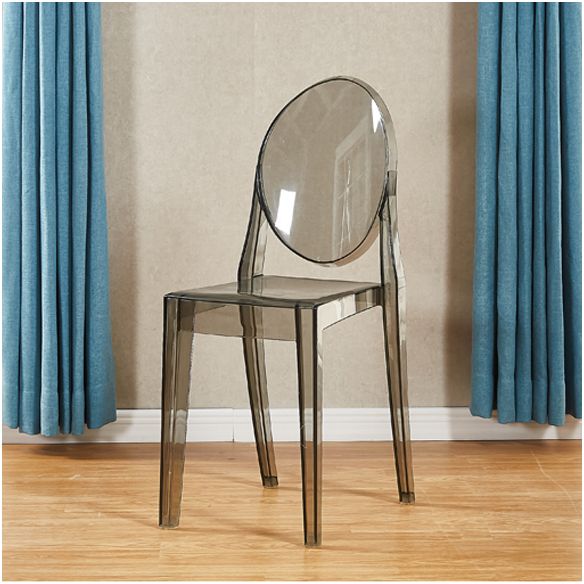 Silla lateral de acrílico moderna y contemporánea para comedor, silla con respaldo abierto