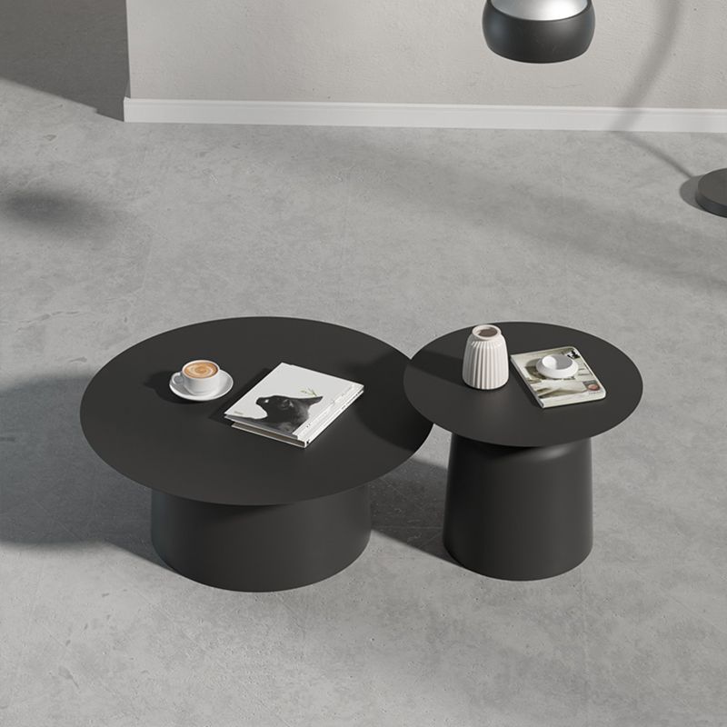Pedestal Black/White Coffee Table Metal Round Cocktail Table