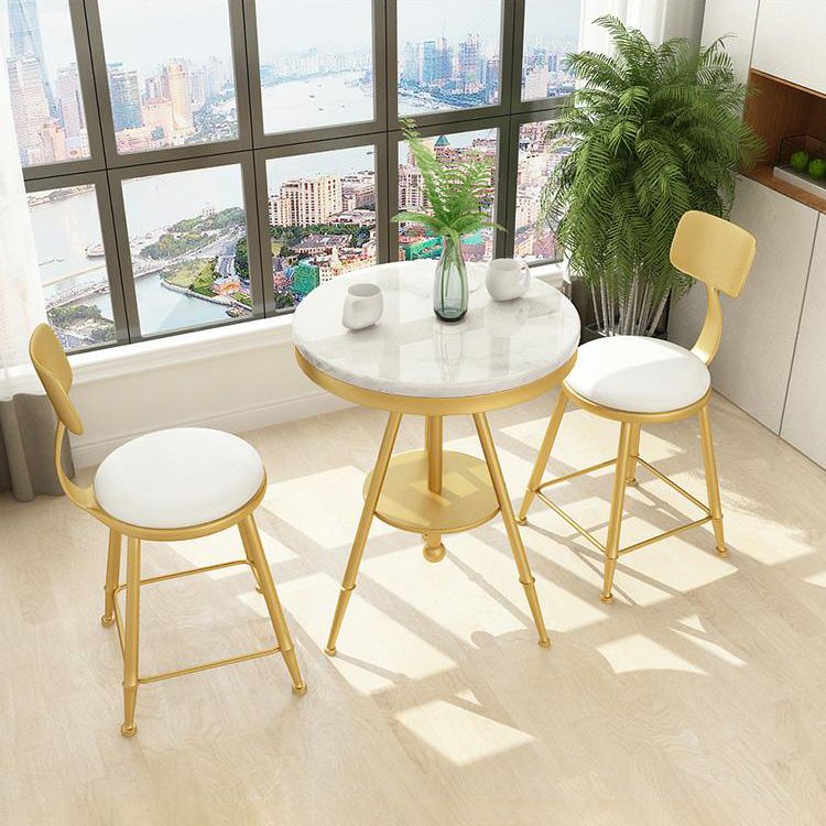 1/3/4/5 Pcs Metal Modern Dining Room Set with Marble Table and Metal Base Dinette Set