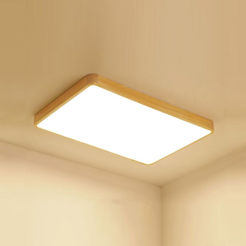 Plafonnier LED encastré en bois, luminaire de plafond simple pour chambre à coucher