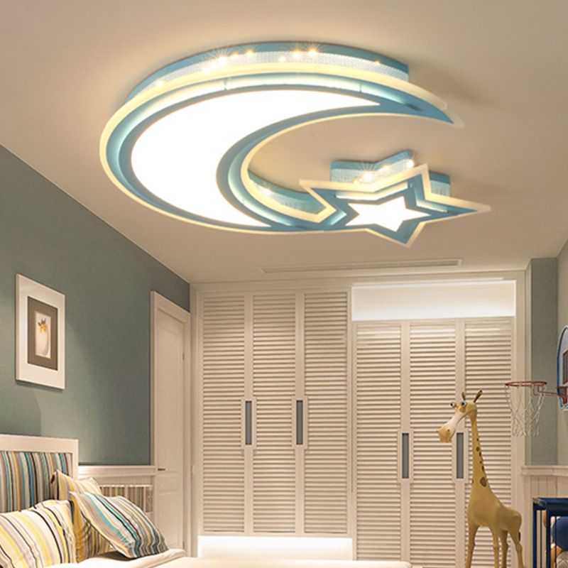 Crescent en Star Flush plafondlamp Cartoon acryl LED-plafondlamp voor meisjesjongensslaapkamer