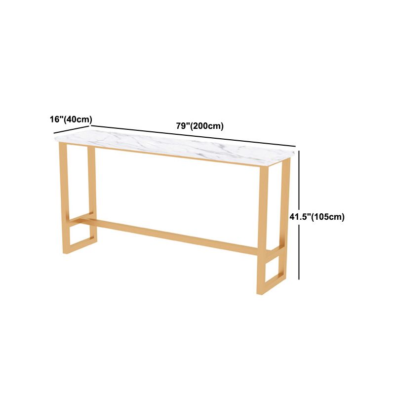 1/2/5 Pieces Modern Iron Bar Table Set Rectangle Engineered Wood Bistro Set with Footrest
