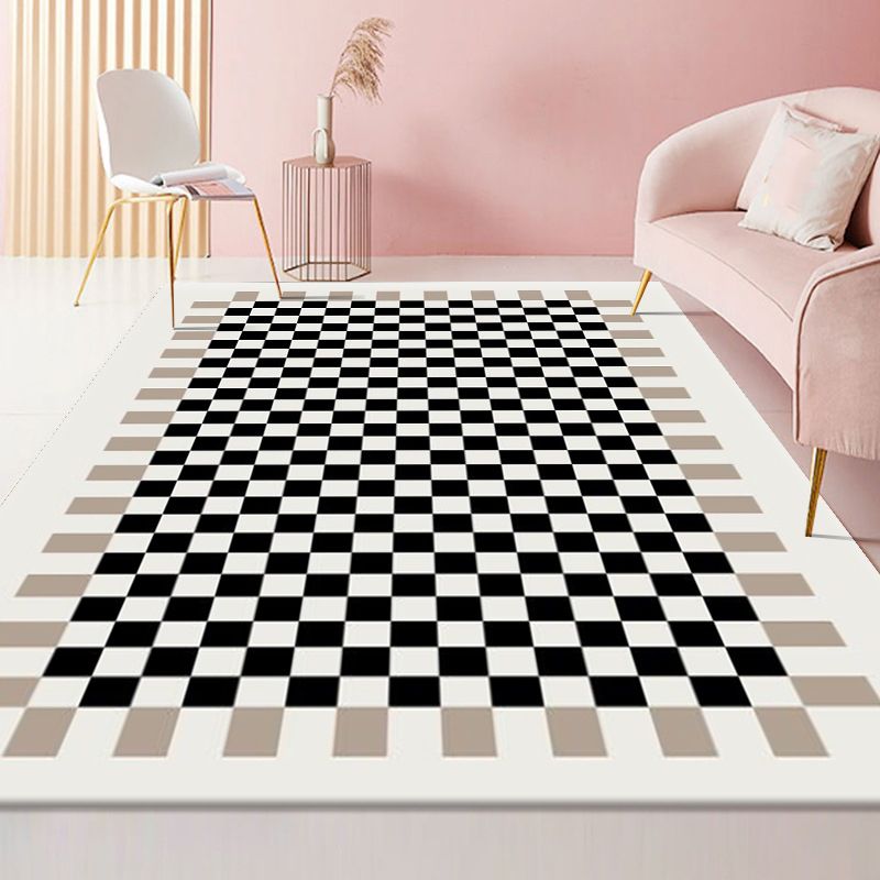 Classical Plaid Print Area Rug Friendly Washable Carpet Anti-Slip Area Rug for Home Decor