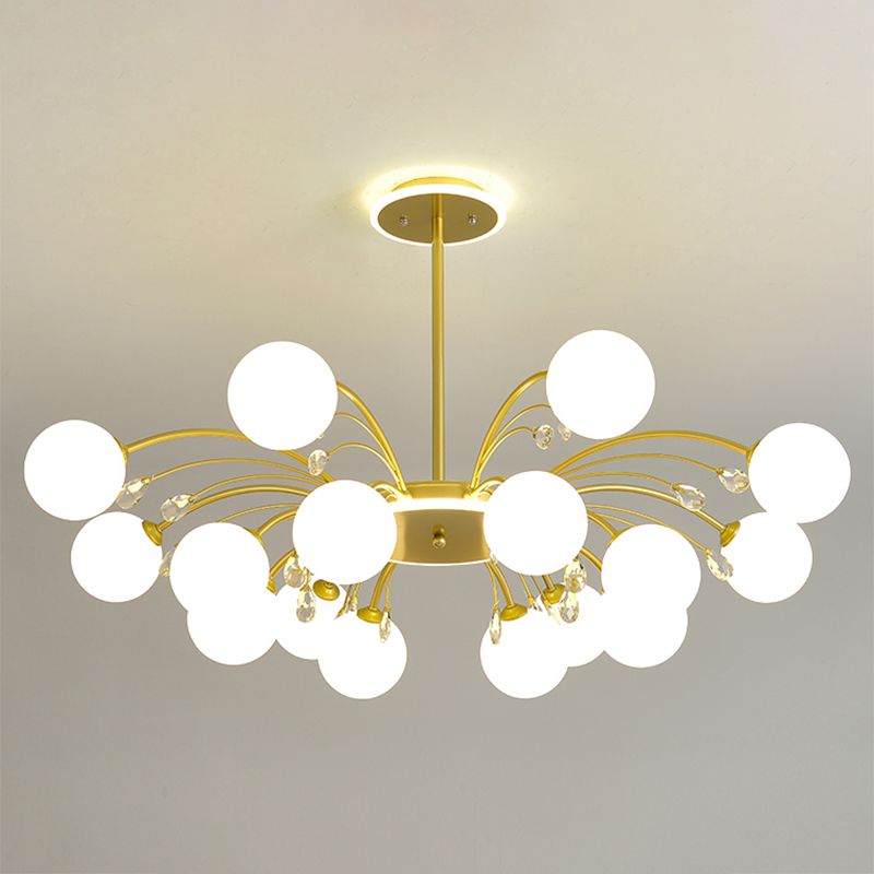 Contemporary Modo Chandelier Lighting Opal Frosted Glass Sitting Room Ceiling Hang Light