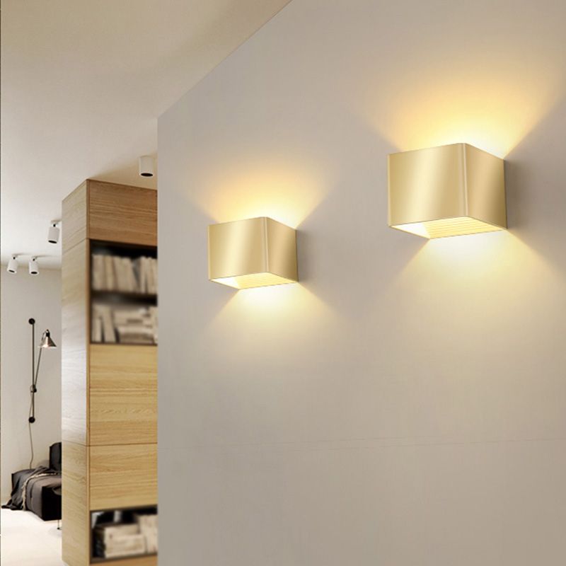 Modern Golden Wall Mounted Sconce Rectangle 2 Lights Shaded Wall Light