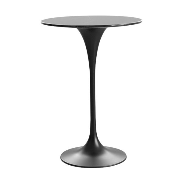 Contemporary Round Bar Stool Table Faux Marble and Stone Bar Table for Small Places
