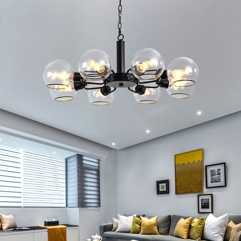 Glass Sphere Hanging Chandelier Minimalist Style Chandelier Pendant Light for Bedroom