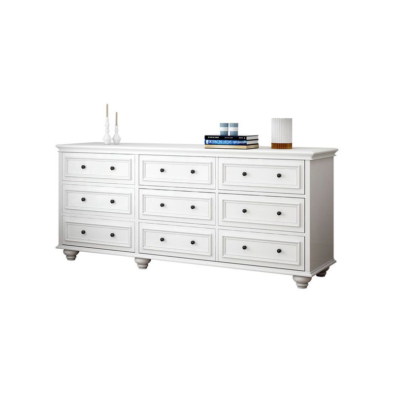Modern Wood White Storage Chest with Soft-Close Drawers for Home