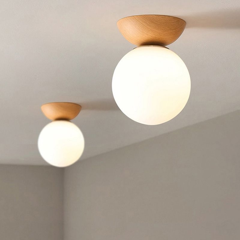 White Globe Flush Mount Lighting Modernism Glass Ceiling Light for Foyer