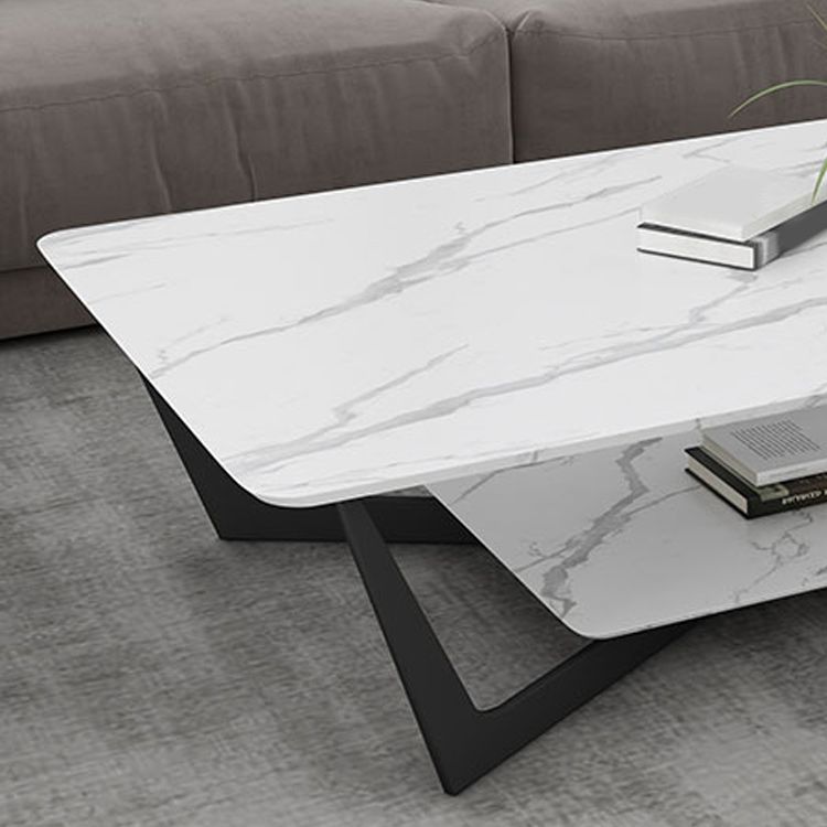 Slate Rectangular Coffee Table Modern Minimalist Cross Legs Coffee Table