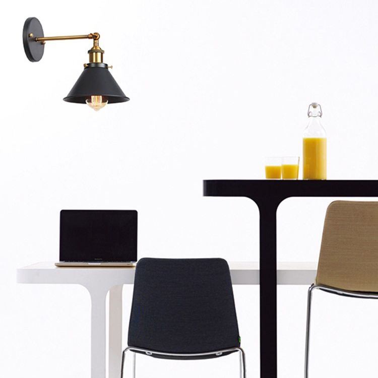 Black Geometric Wall Lamp in Industrial Retro Style Wrought Iron Wall Light for Interior Spaces