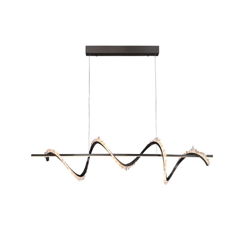 Minimalism Hanging Light Spiral LED Island Light Fixture with Crystal for Dining Room