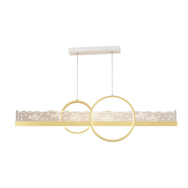 Moderno lampadario geometrico isola lampada in metallo 2 luci dell'isola luminosa in oro