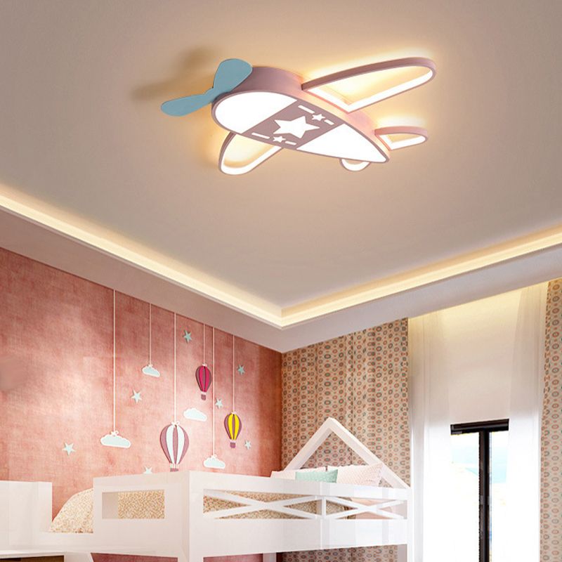 Propeller Plane plafondlamp van metaal en acryl voor kinderkamer