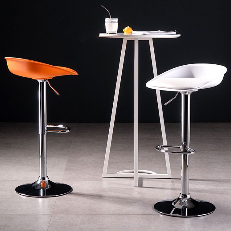 Modern Style Low Back Upholstered Adjustable Bar Stool with Metal Legs