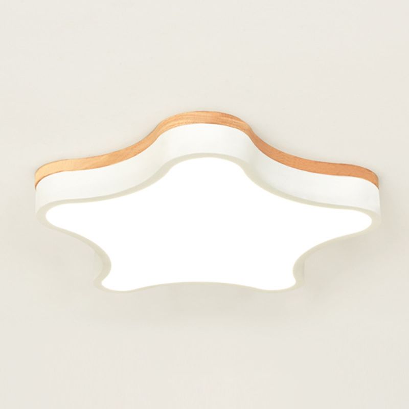 Nordic Macaron Schlafzimmer Deckenleuchte Sternform Gummi Holz Acryl Lampenschirm Kinderzimmer