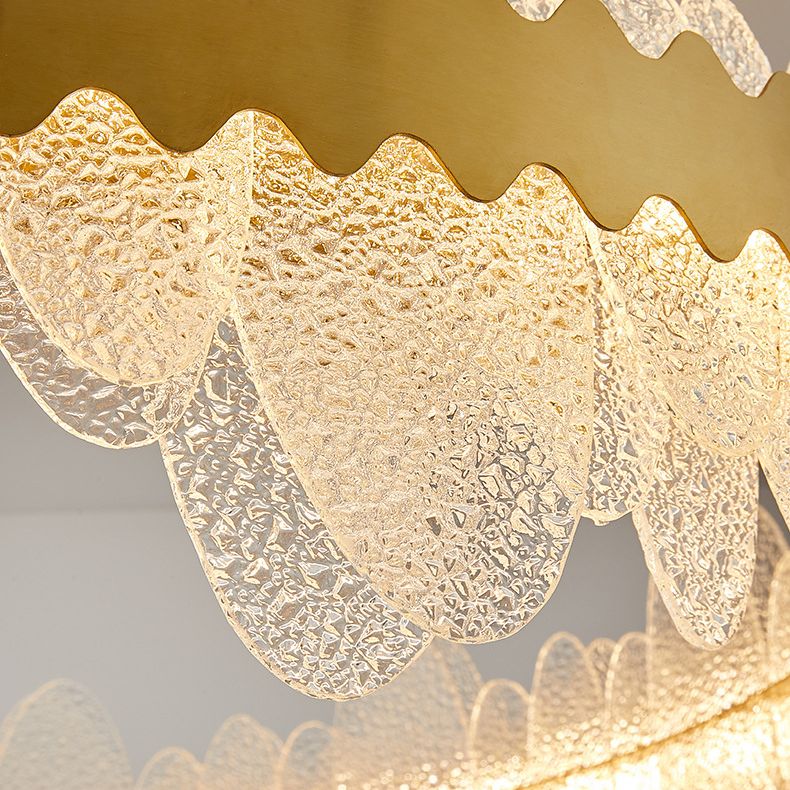 Luz de techo minimalista de vidrio ondulado LED de vidrio ondulado de la sala de estar en oro
