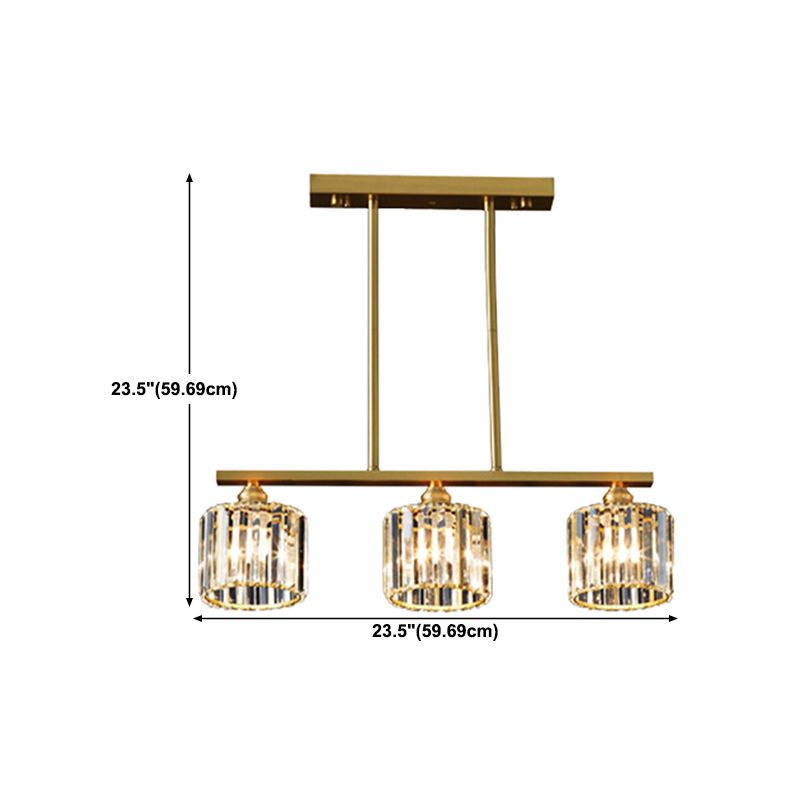 Modern Style Linear Shape Island Lights Crystal 3/5/6 Lights Pendant Light in Gold