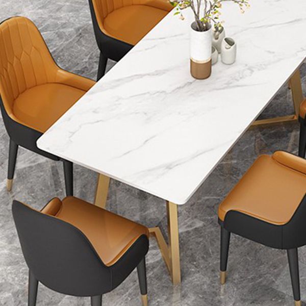 Glam Dining Table Set 1/2/7 Pcs Sintered Stone Dining Table and Upholstered Chairs