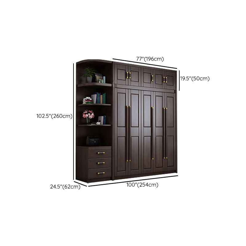 Traditional Style Wardrobe Closet Brown Wooden Wardrobe Cabinet