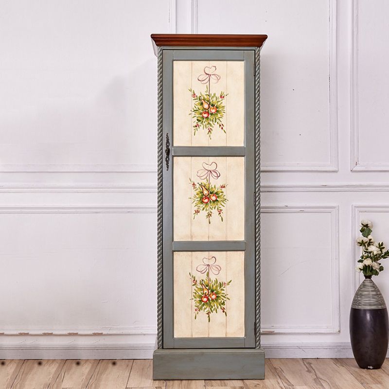 Birch Wood Storage Cabinet for Home Traditional Matte Finish Cabinet with Garment Rod