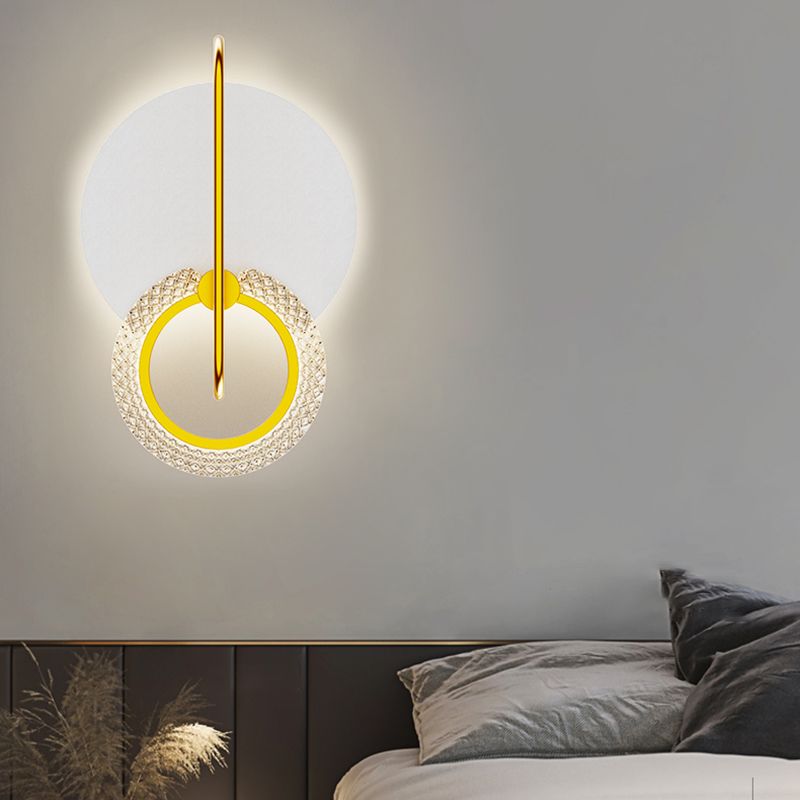 Metal Geometric Shape Wall Light Modern Style 2-Lights Wall Mounted Light Fixture in Gold