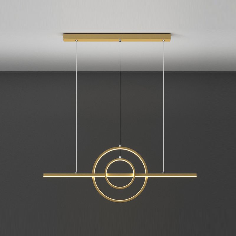 3-Lights Geometric Island Light Modern Metal LED Island Pendant for Living Room